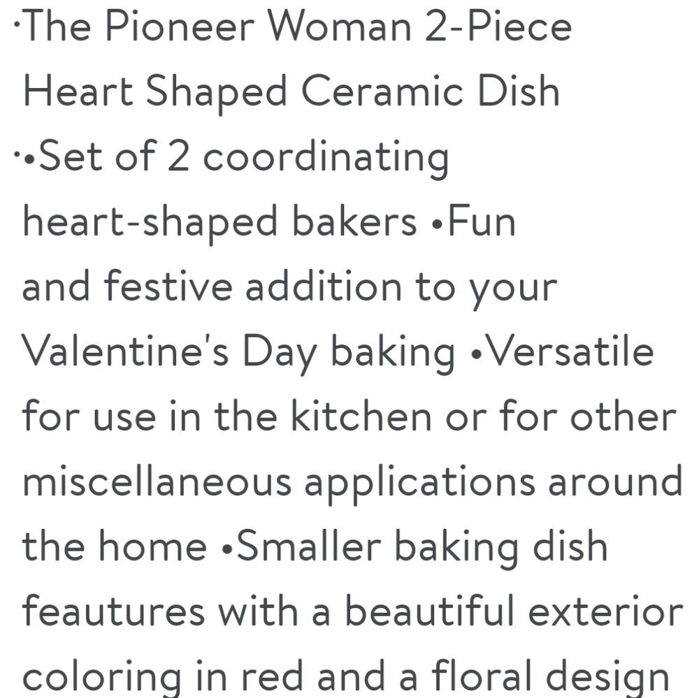 ❤️ New Pioneer Woman 2-Piece Ceramic Heart Shaped Baking Dish - Picture 6 of 9